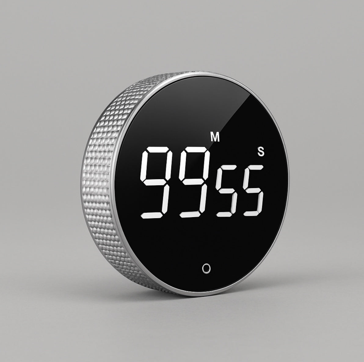 Digital timer with a silver dial