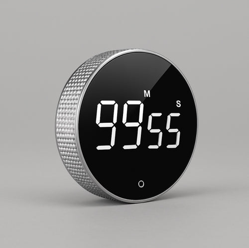 Digital timer with a silver dial